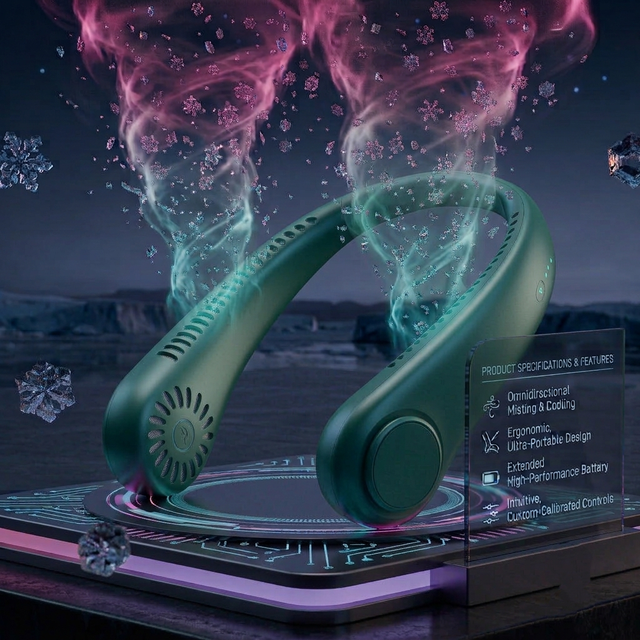 CoolBreeze Hands-Free Neck Fan — Wearable Personal Cooling