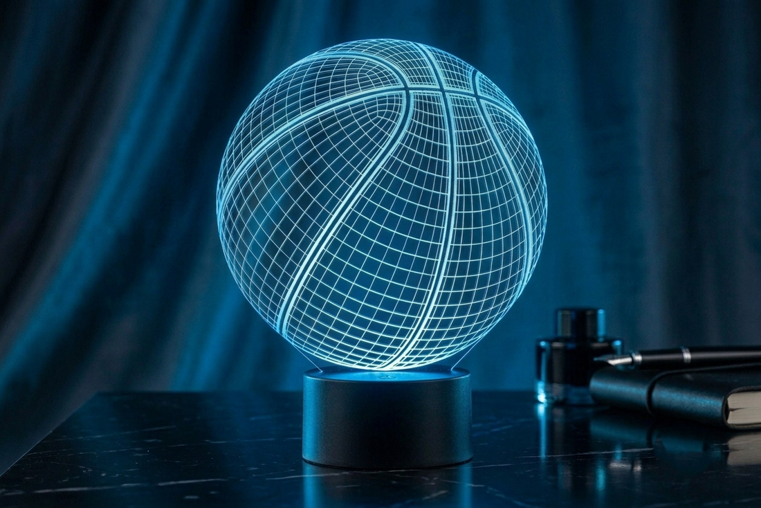 3D Basketball Illusion Lamp — 16-Color Night Light with Remote