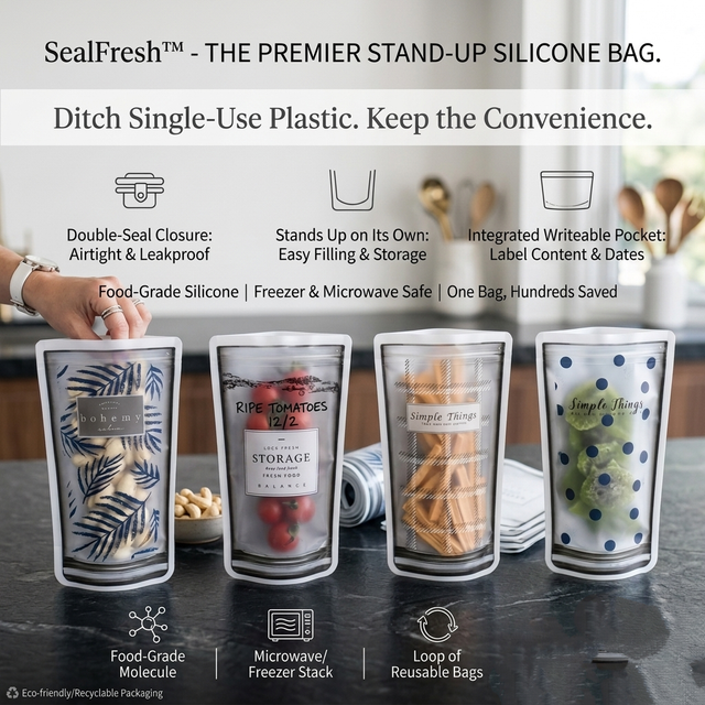 Reusable Silicone Food Storage Bag — Stand-Up Design